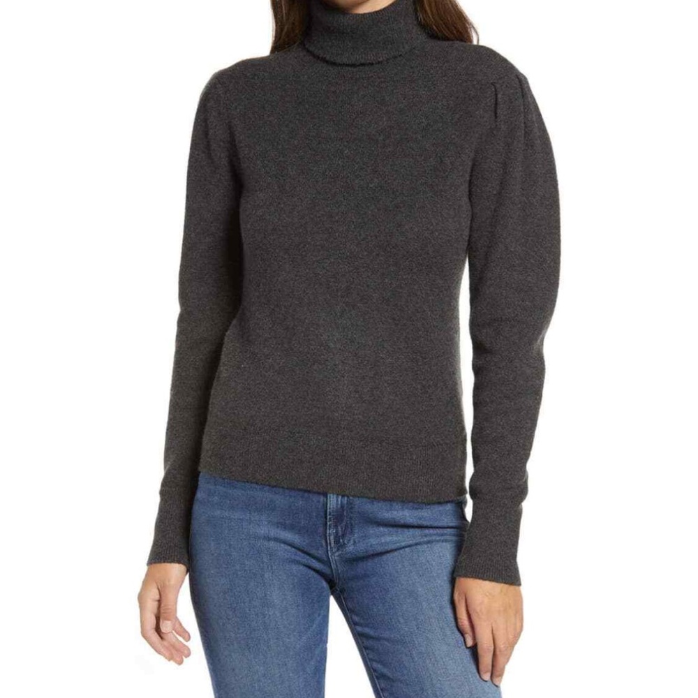 NWT Rachel parcell heathered gray puff sleeve turtleneck sweater